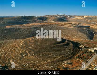 Aerial photograph of the archeology site of Tel Miriam in Samaria Stock Photo