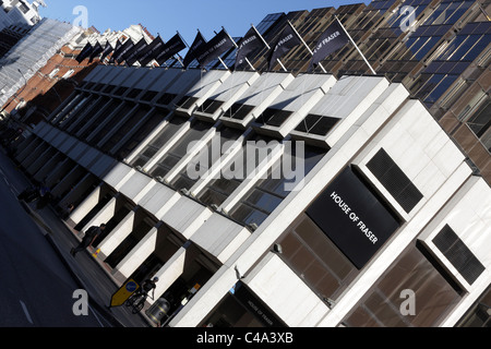 Front facade of the House of Fraser in Victoria Street in central London,viewed here at an extreme angled aspect. Stock Photo