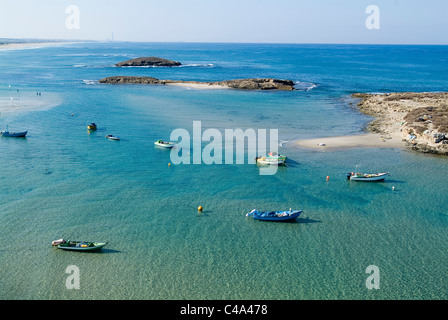 Aerial photograph of a fishing boat in the Mediterranean sea Stock Photo