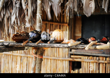 Maracas made by indigenous Kuna people for sale in the main square of Nalunega island, San Blas archipelago, Panama Stock Photo
