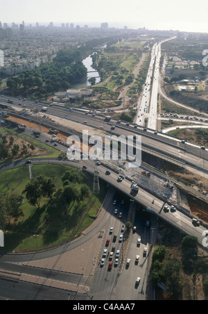 Aerial Photograph Of The Yarkon Stream And The Ayalon Highway Stock ...