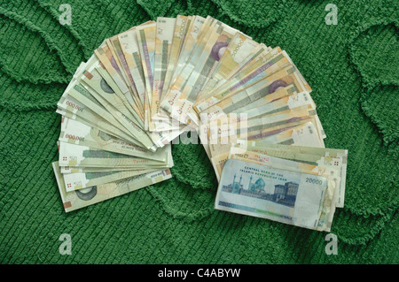 A fan of Iranian Rial bank notes Stock Photo