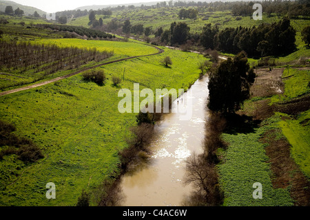 Aerial photograph of the Jordan river in the Upper Galilee Stock Photo