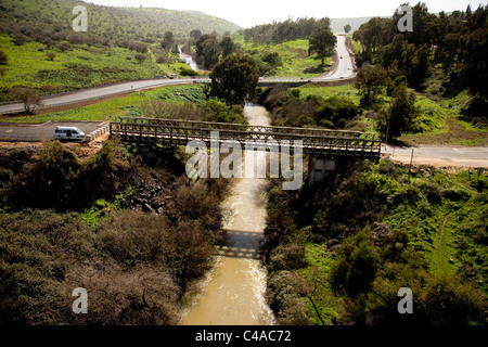 Aerial photograph of the Jordan river in the Upper Galilee Stock Photo