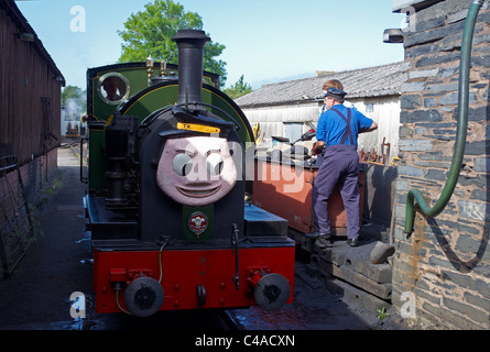 Tallyllyn Railway  trains at Pendre, Tywyn, Gwynedd, Wales. The Talyllyn is the worlds first preserved railway. Stock Photo