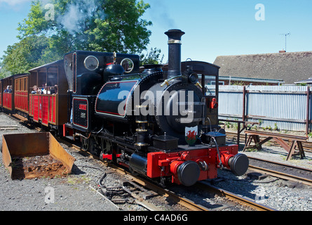 Tallyllyn Railway  trains at Pendre, Tywyn, Gwynedd, Wales. The Talyllyn is the worlds first preserved railway. Stock Photo