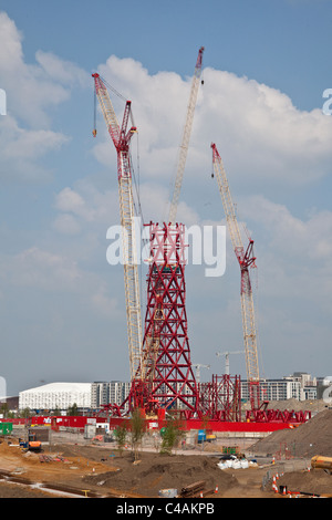 Anish Kapoor's Olympic 2012, Mittal Orbital tower under construction, London,Stratford, England, United Kingdom.