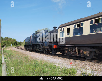 Steam Locomotive leaving Watchet Station. West Somerset Railway. UK