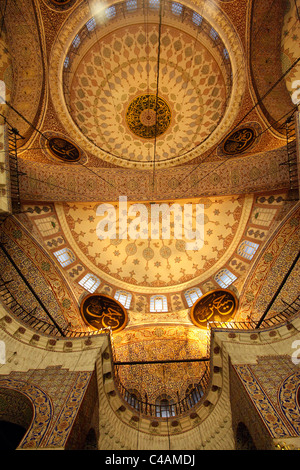 Interior and roof decoration of the Mosque of the Valide Sultan, the Yeni Cami also known as the New Mosque in Istanbul, Turkey Stock Photo