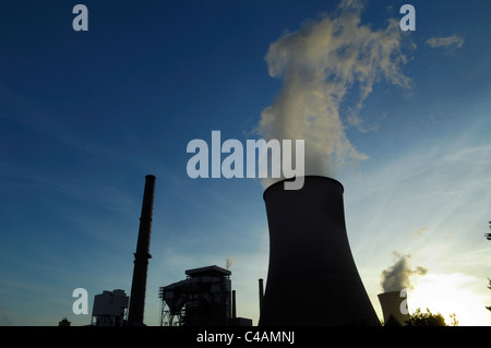 Cooling towers of coal electrical power station Emile Huchet, Carling Saint Avold, Moselle, France Stock Photo