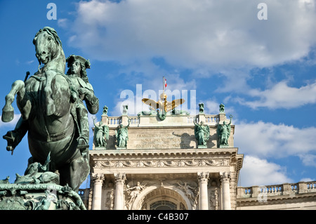 riding sculpture of prince eugene in front of the hofburg palace in vienna Stock Photo