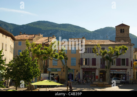 Place de la Republique, Quillan, Aude, southwest France Stock Photo