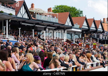 England, Cheshire, Chester. Spectators at Chester Racecourse Stock Photo