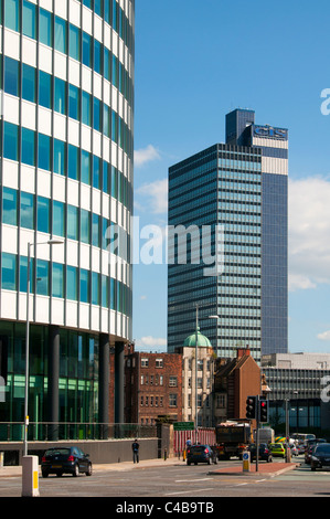 The CIS building from City Park office tower, Green Quarter, Miller Street, Manchester, England, UK. Stock Photo