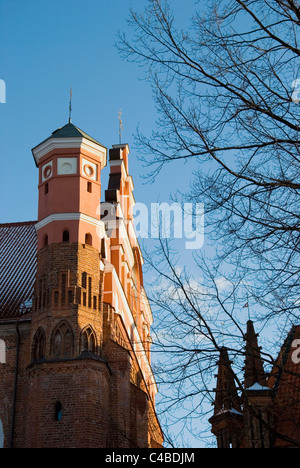 Nice architectural view. Towers of Bernardine church of Vilnius in Lithuania. Stock Photo