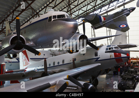 Aircraft on display in the Cold War exhibition hall at RAF Museum Cosford, Shropshire Stock Photo