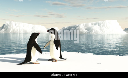 Adelie Penguins on an iceberg Stock Photo