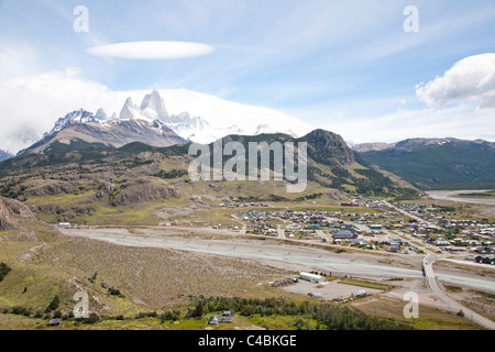 El Chalten village, Fitz Roy massif, Parque Nacional Los Glaciares, Patagonia, Argentina Stock Photo