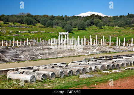 The Stadium in the archaeological site of Messene (or 'Messini'), Messinia Prefecture, Greece. Stock Photo