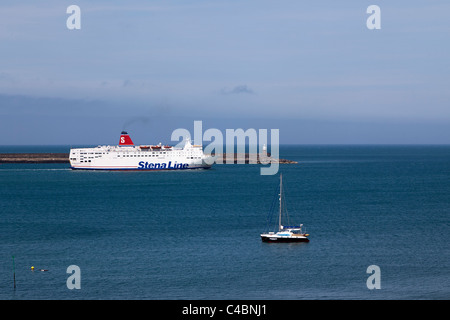 Stena Line Ferry leaving Fishguard outer, harbour, Pembrokeshire, Wales Stock Photo