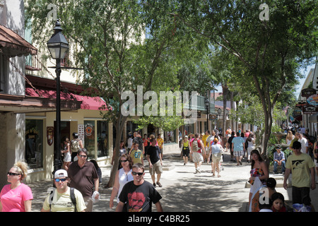 St. Saint Augustine Florida,St. George Street,pedestrian mall arcade,shopping shopper shoppers shop shops market markets marketplace buying selling,re Stock Photo