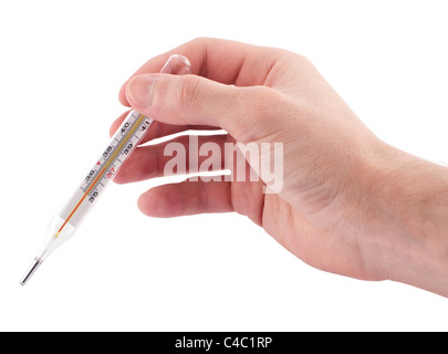 Thermometer showing fever. Isolated on white background Stock Photo