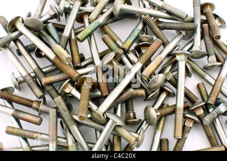 Galvanized screws on white background Stock Photo