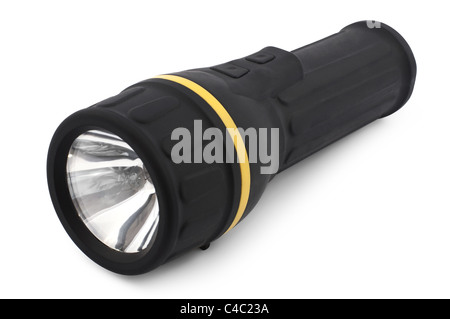 Black flashlight isolated on white Stock Photo