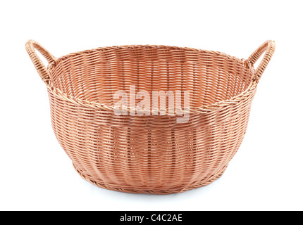 Willow basket isolated on white Stock Photo
