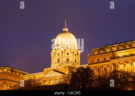 Columned building lit up at night Stock Photo