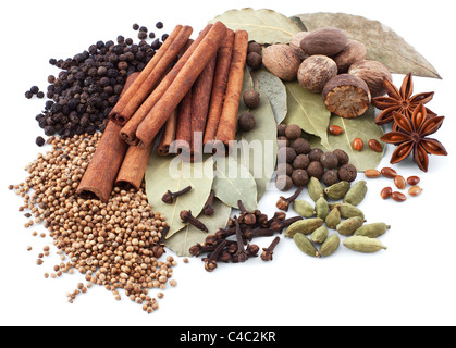 Various spices isolated on white background Stock Photo