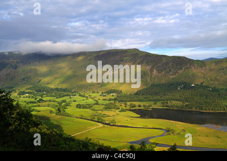Clouds over Maiden Moor and Black Crag above Derwentwater and Borrowdale at dawn, Cumbria. Stock Photo