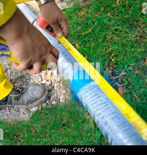 Groundwork and piling on a small construction project. Stock Photo