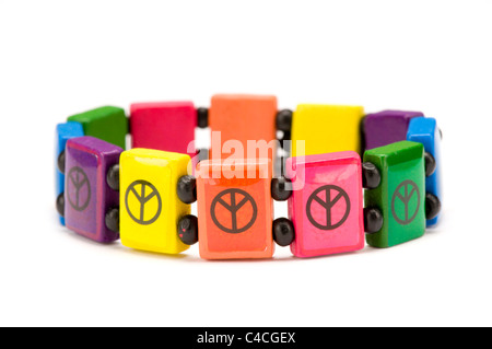 Kids peace bracelet on white Stock Photo