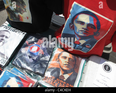 Obama t-shirts for sale in Madison square park, New York Stock Photo