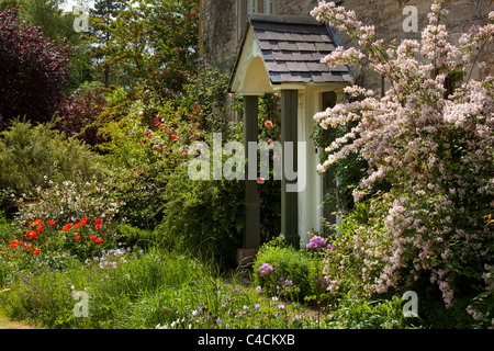 Porch and doorway of old english farmhouse,england Stock Photo