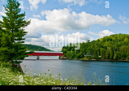 Covered bridge Wakefield Outaouais region Province of Quebec Stock Photo