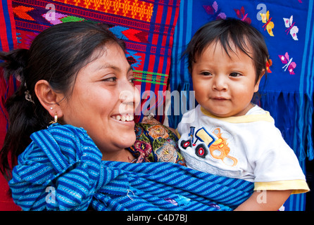 Mayan mother with baby in village near Antigua