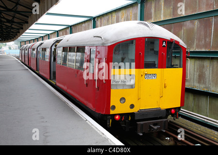 Old London Underground train used on the Isle of Wight Railway in the Isle of Wight, England Stock Photo