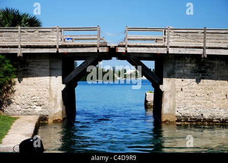 Somerset Bridge; Bermuda, World's smallest drawbridge Stock Photo