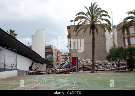 Lorca Spain earthquake building scene. Large destructive earthquake with collapsed buildings and destruction. Stock Photo