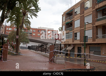 Lorca Spain earthquake building scene. Large destructive earthquake with collapsed buildings and destruction. Stock Photo