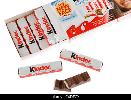 Pack of 16 Kinder mini treats chocolate covered bars Stock Photo