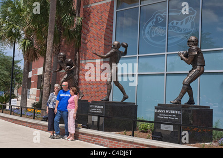 University of Florida Heisman Trophy Football winners statues Tim Tebow Steve Spurrier Danny Wuerffel Stock Photo
