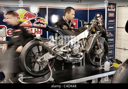 Ajo Moto GP 125 team pit at Air Asia British GP Stock Photo