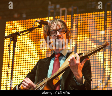 Pulp plays the Isle of Wight Festival 2011, Newport on 11th June 2011. Persons pictured: Jarvis Cocker. Picture by Julie Edwards Stock Photo