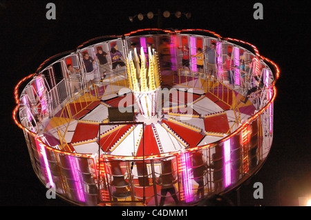 Gravitron Type Carnival Ride Demonstrates Centrifugal Force. Stock Photo