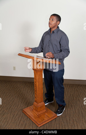 multi ethnic racial diversity racially diverse multicultural multi cultural Ethnic minority African-American teen boy 15-17 year old olds  audience. Stock Photo
