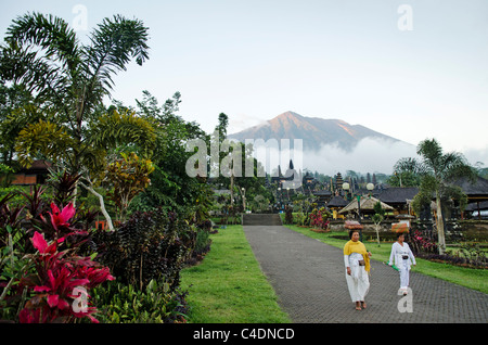 mount agung from besakih temple in bali, indonesia Stock Photo