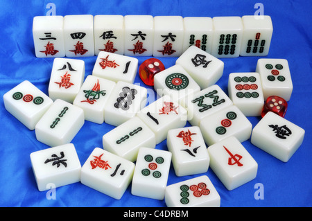 Mahjong tiles with dices Stock Photo